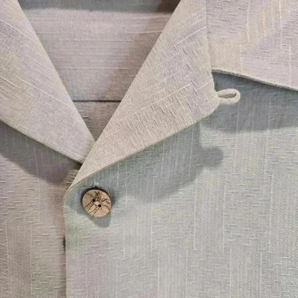 Paradise Blue Mens XXL 100% Silk Button-up Embroidered Cocktail Aloha Shirt - Picture 9 of 10